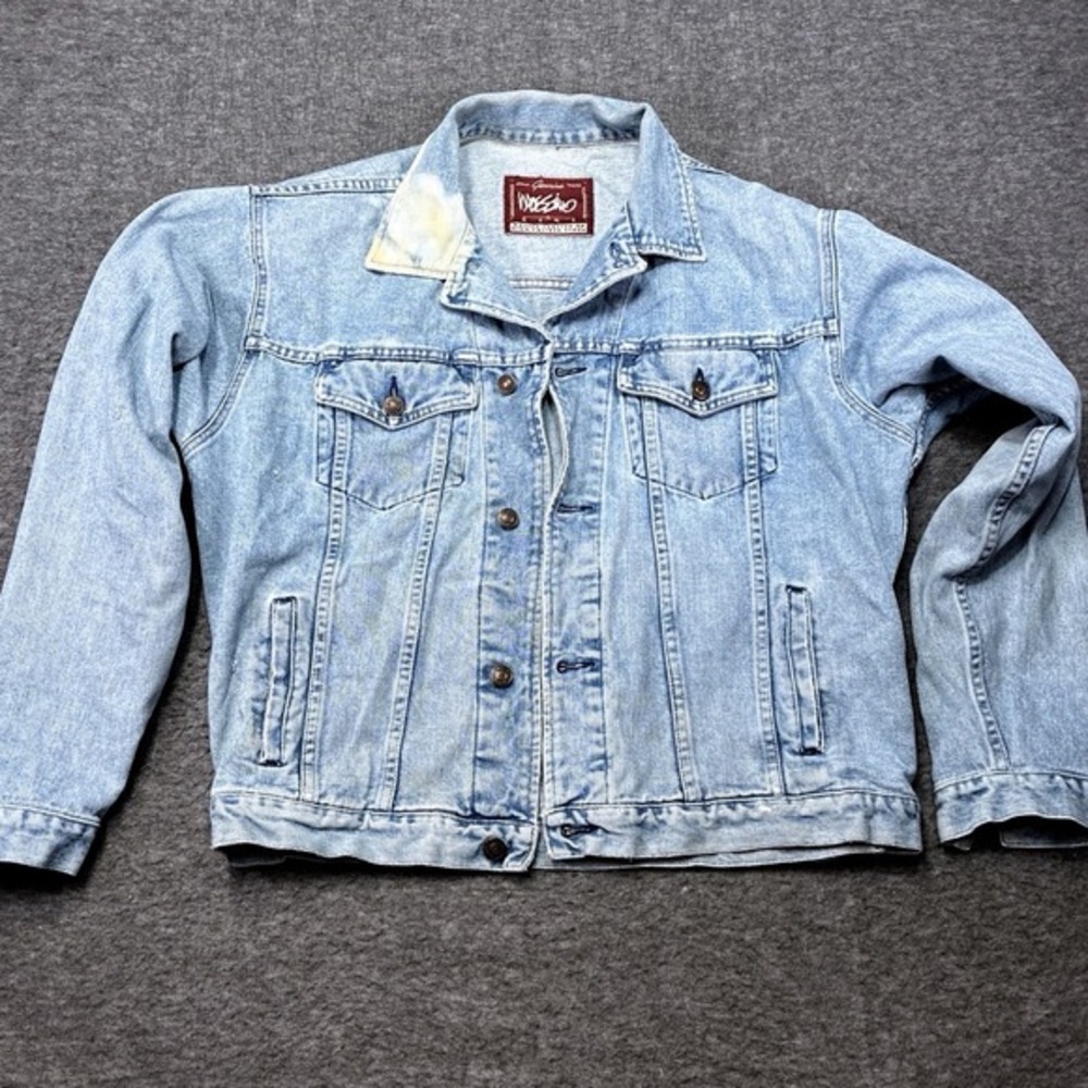 Vintage Mossimo Trucker Denim Jacket Men's Medium Cropped Sick‎ Fade Light Wash
